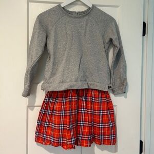 BURBERRY CHILDREN GIRLS GRAY RED CHECK LINED DRESS SIZE 12